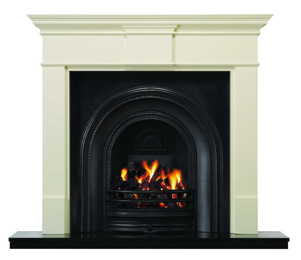 White with Stovax Matt Black Decorative Arched Insert