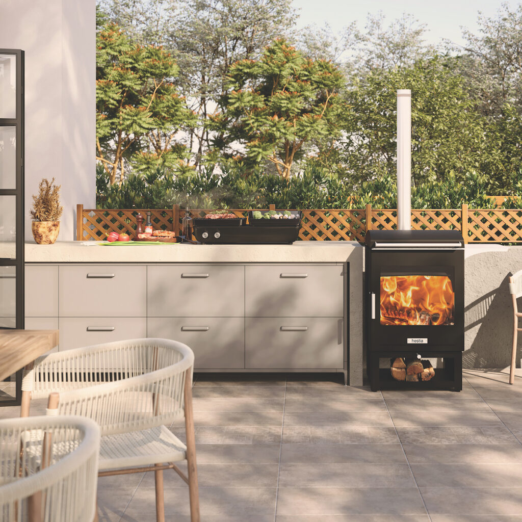 Hestia Heat & Cook Grill 50 in Heat Mode with side shelf removed