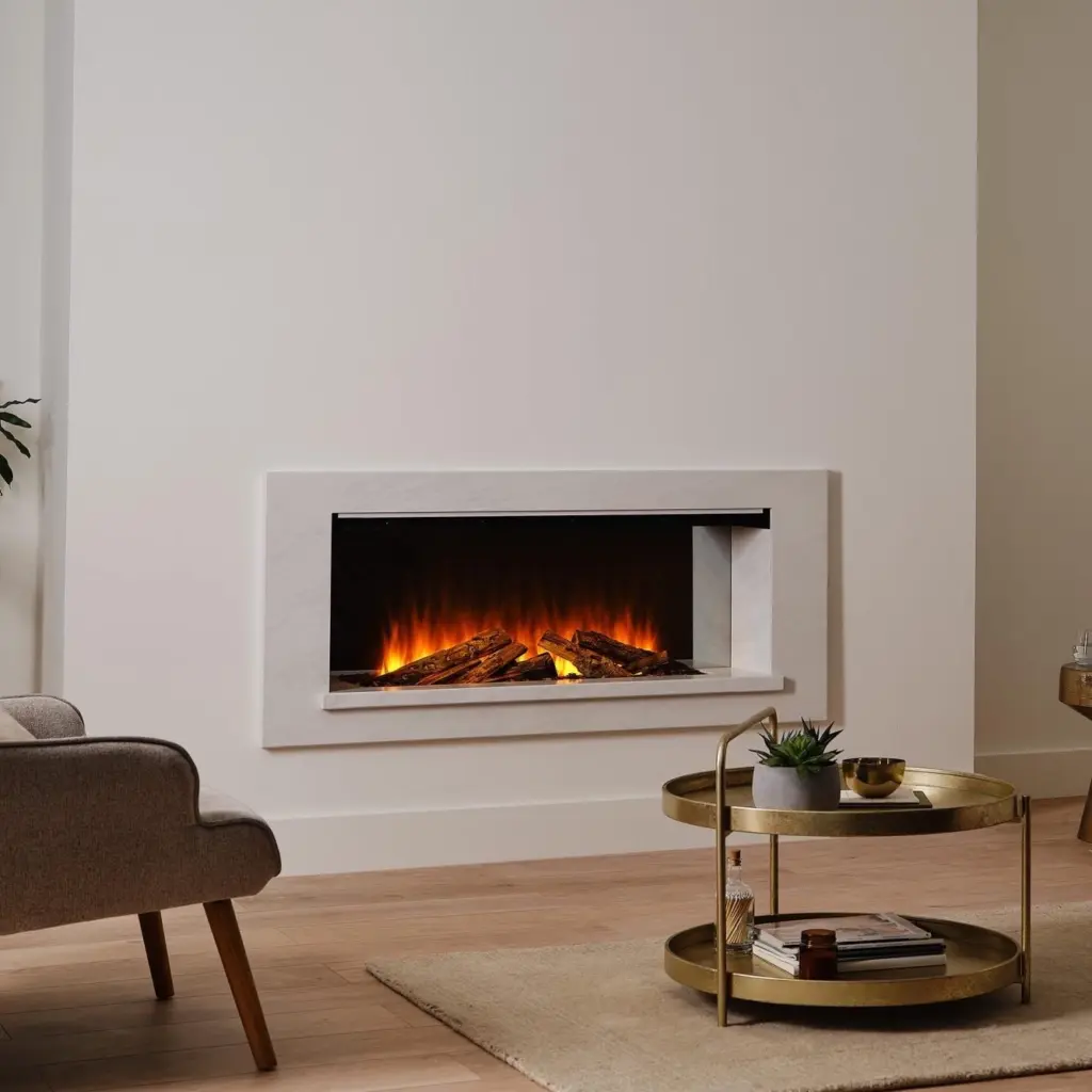 British Fires Holbury 1200 Electric Fire Suite White