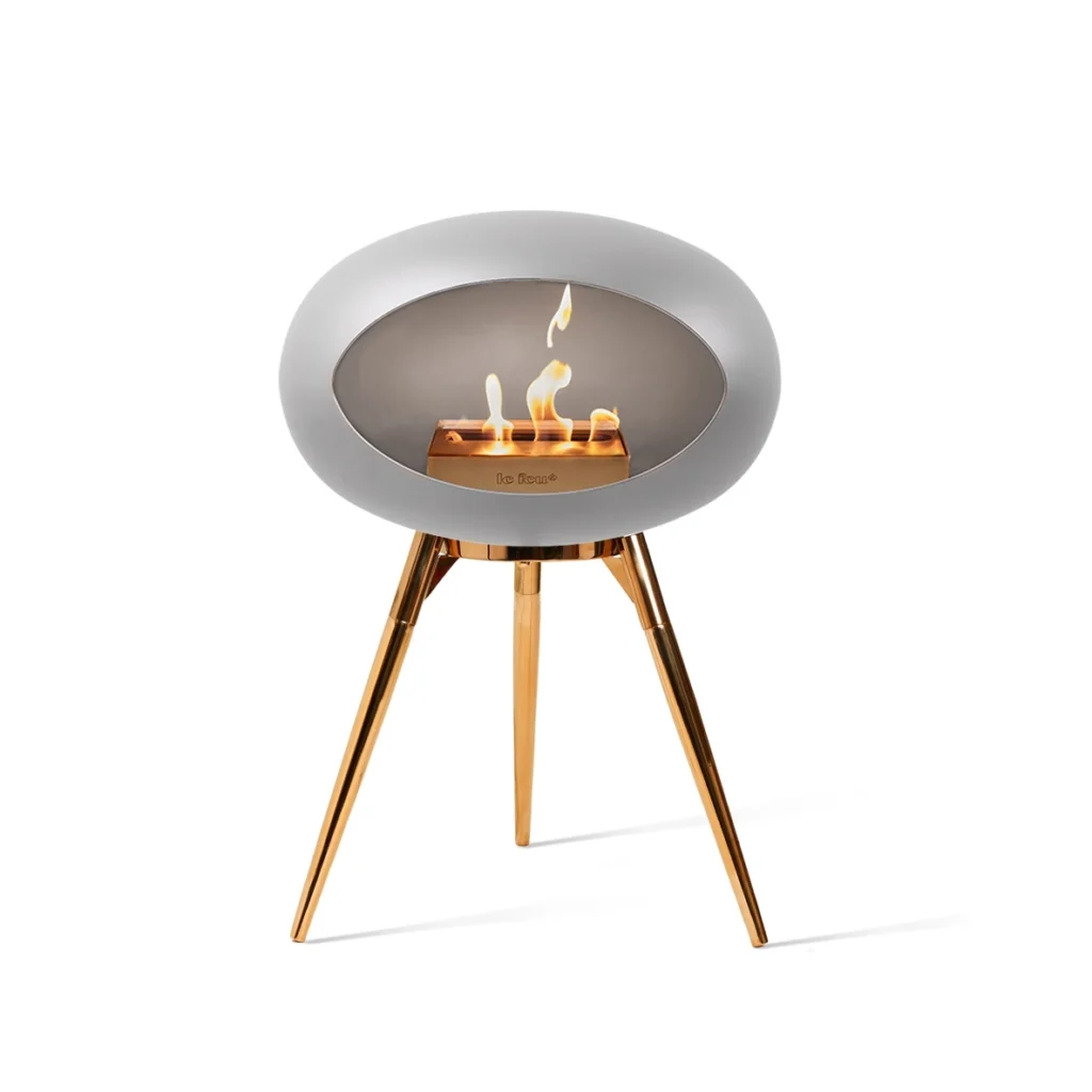 Le Feu Ground Low Bioethanol Fireplace - Nickel / Rose Gold
