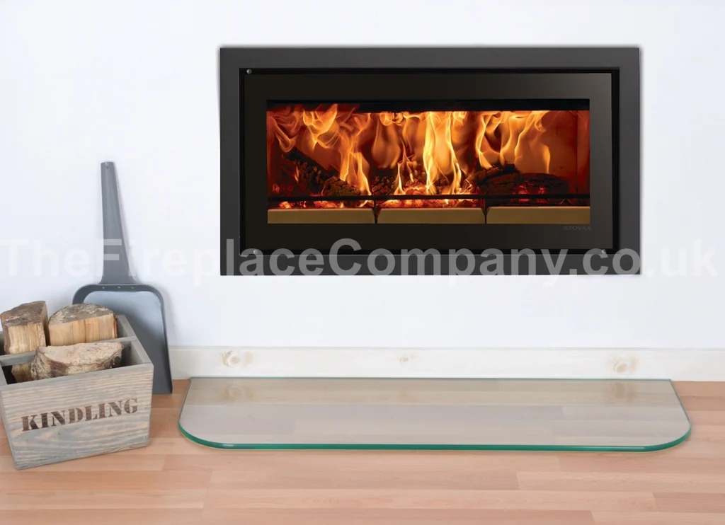 Inset Stove 12mm Clear Glass Hearth - Curved Corners