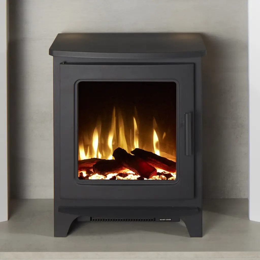 Firetti Fires Milan Electric Stove on a hearth