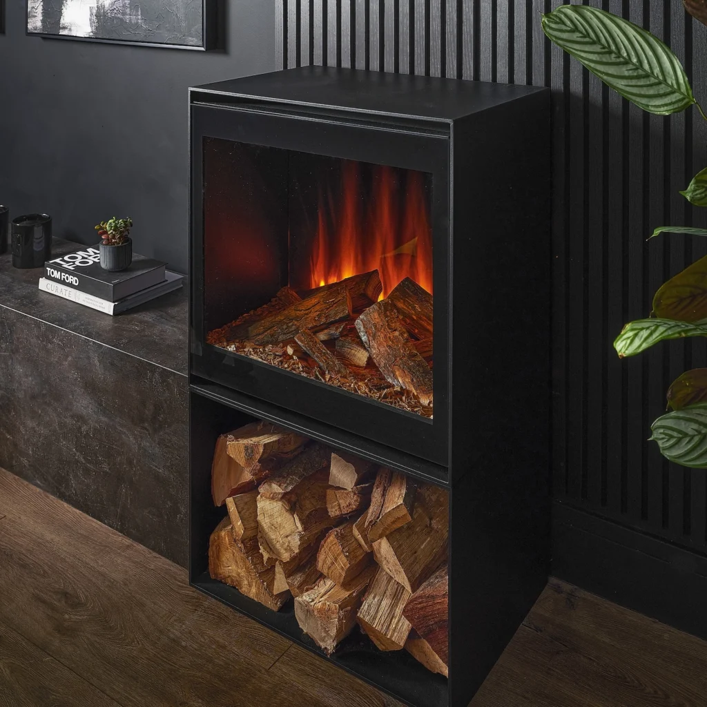 British Fires Cube glass door cameo