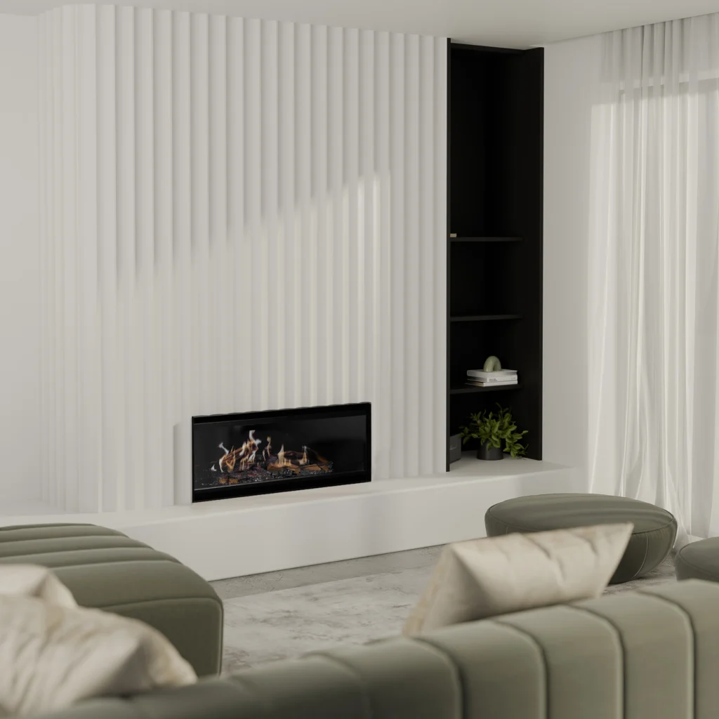 Escea LE1000 Holographic Electric Fire Room Set